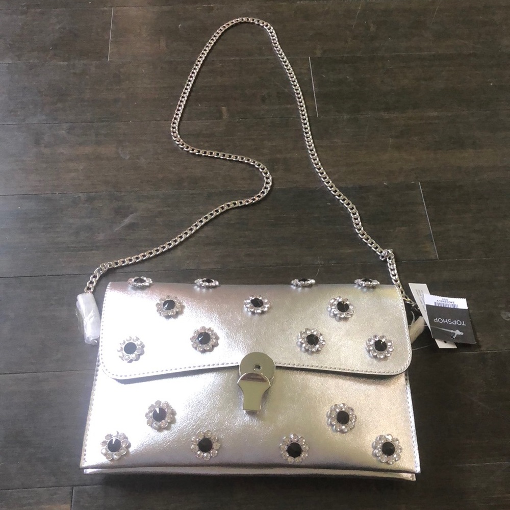 NWT Topshop funky crossbody bag with flower studs